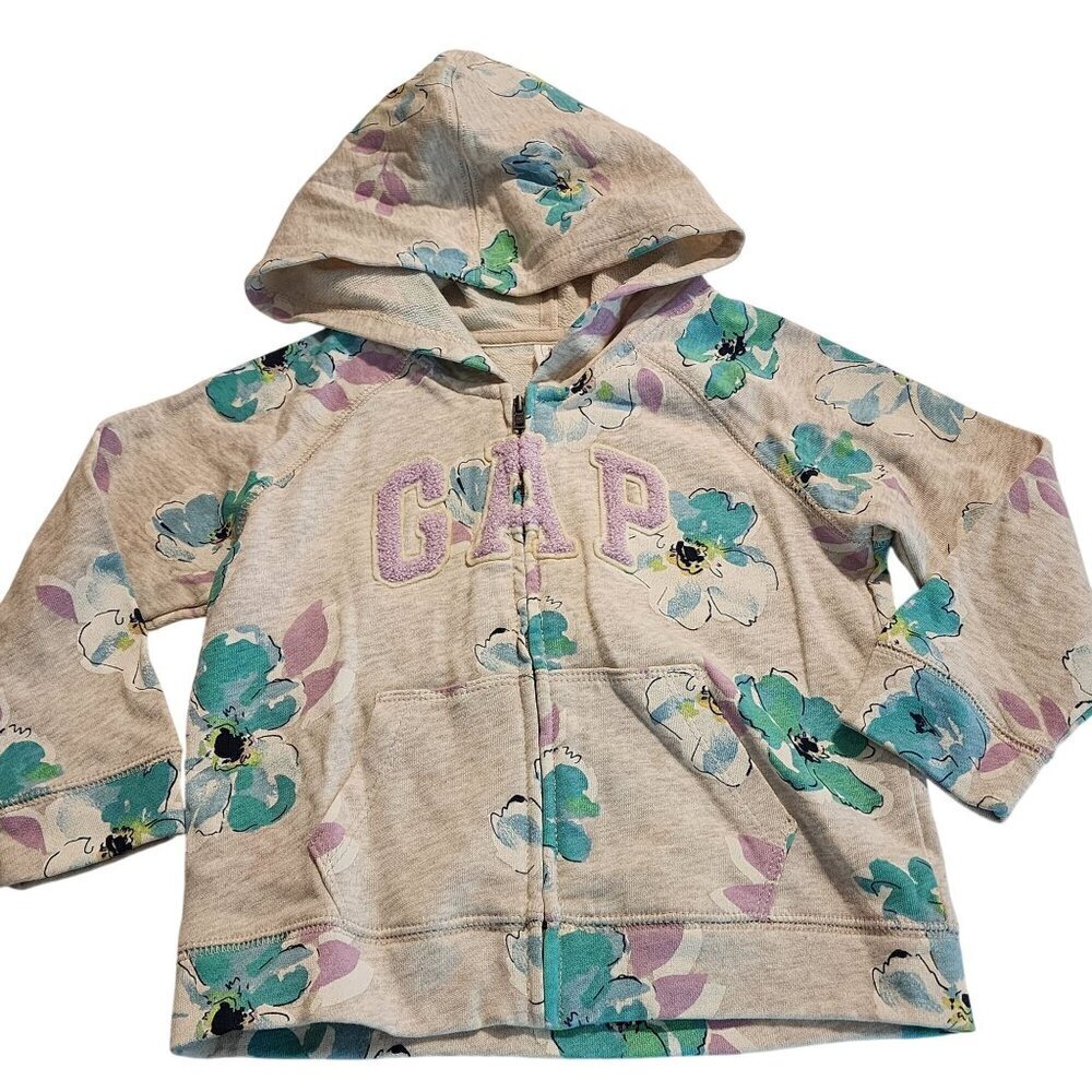 Baby Gap sz 3T toddler girl floral hoodie New